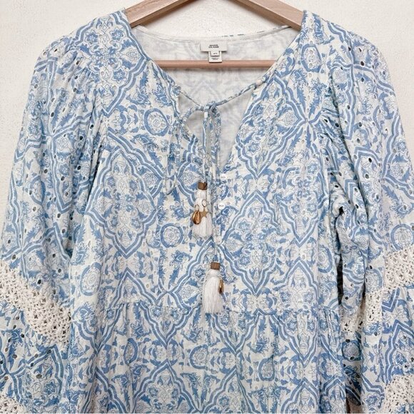 River Island Womens Xsmall Paisley Boho Slit Neck Long Sleeve Dress - Picture 7 of 14